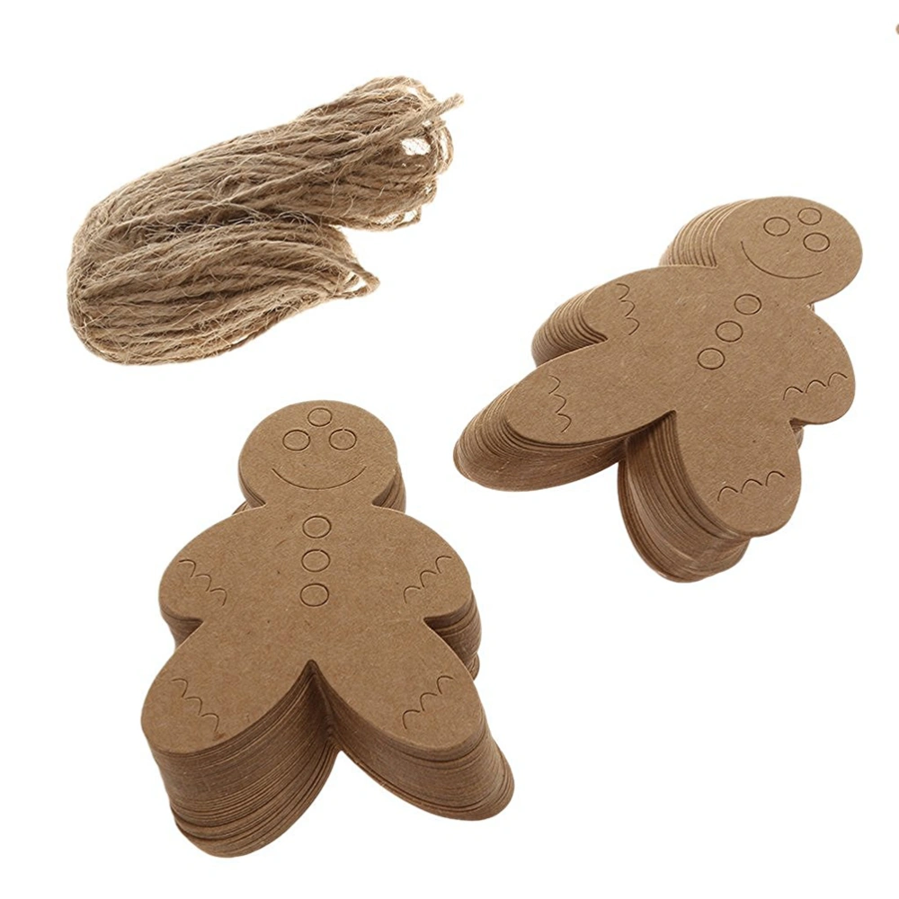 100pcs Christmas Snowman Hanging Tag with 10M Hemp Rope Kraft Paper Decor Present Gift Labels