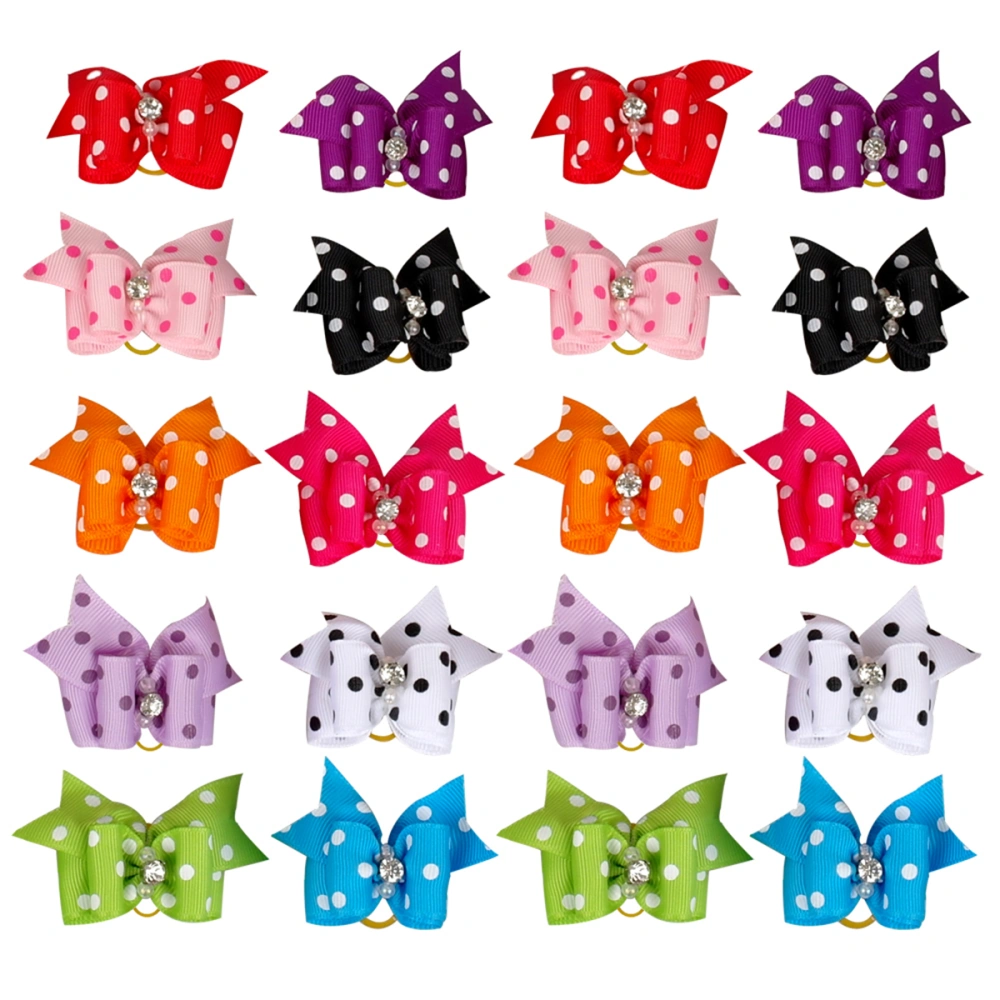 20pcs Lovely Dog Cat Puppy Hair Bow Ribbon Headdress Hair Accessory (10-color)