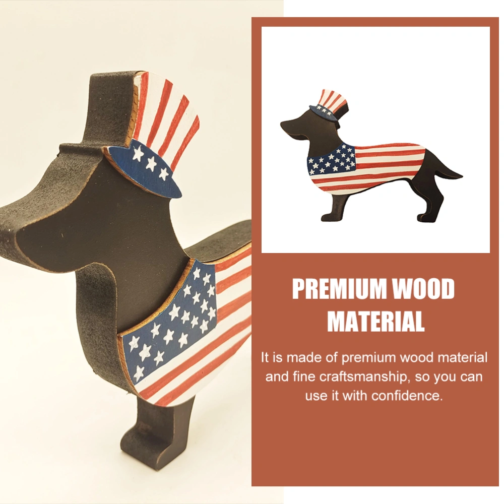 Independence Day Wooden Dog Figurine Independence Day Decoration Home Decor