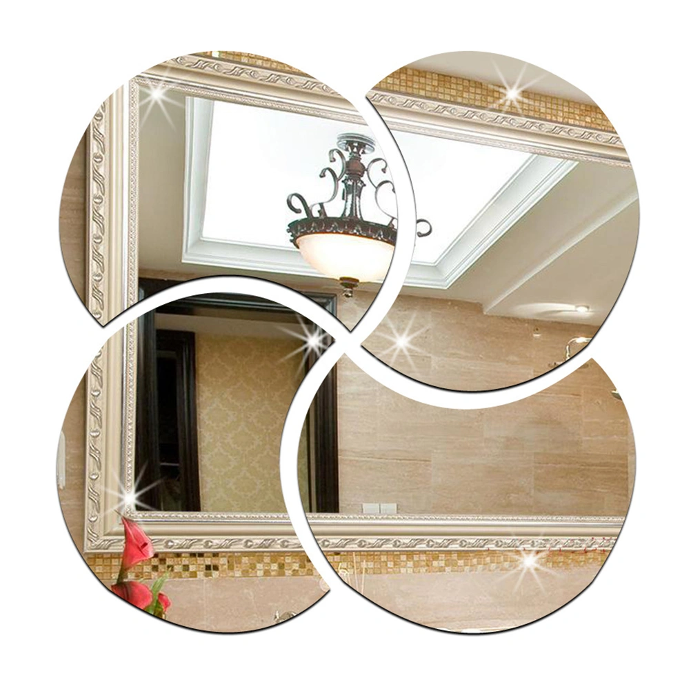 1pc 3D Mirror Wall Sticker Removeable PS Mirror Stickers Decorative Mirror Wall Sticker Home Decoration (Silver)