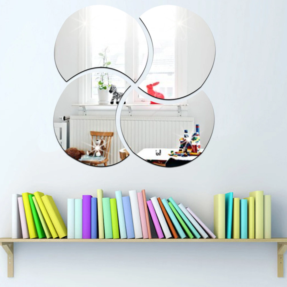 1pc 3D Mirror Wall Sticker Removeable PS Mirror Stickers Decorative Mirror Wall Sticker Home Decoration (Silver)