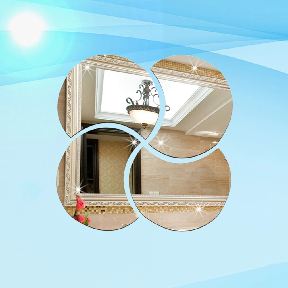 1pc 3D Mirror Wall Sticker Removeable PS Mirror Stickers Decorative Mirror Wall Sticker Home Decoration (Silver)