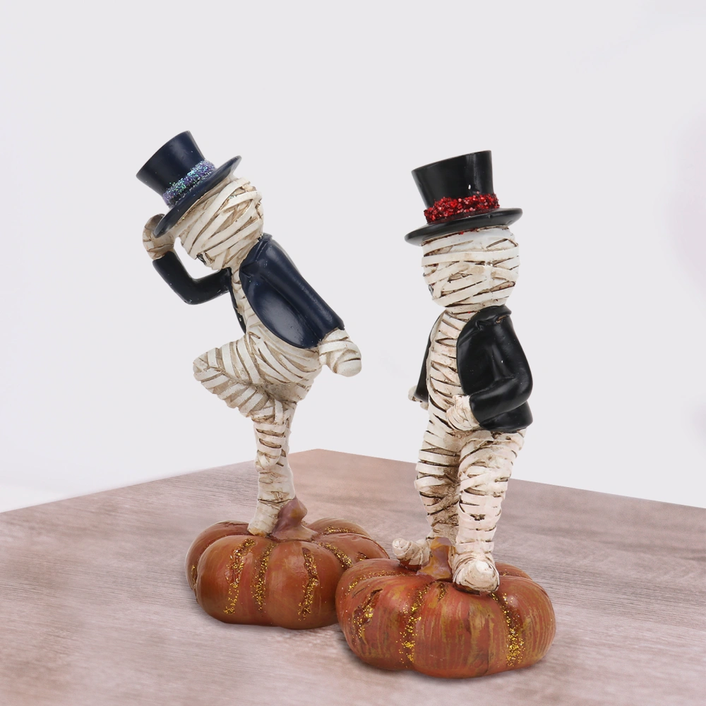 3Pcs Resin Arts Crafts Mummy Adornments Halloween Desktop Decor Statues