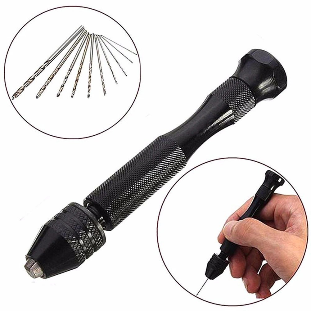 Professional Black Mini Micro Hand Drill With 10Pcs Drills Rotary Drill Bits