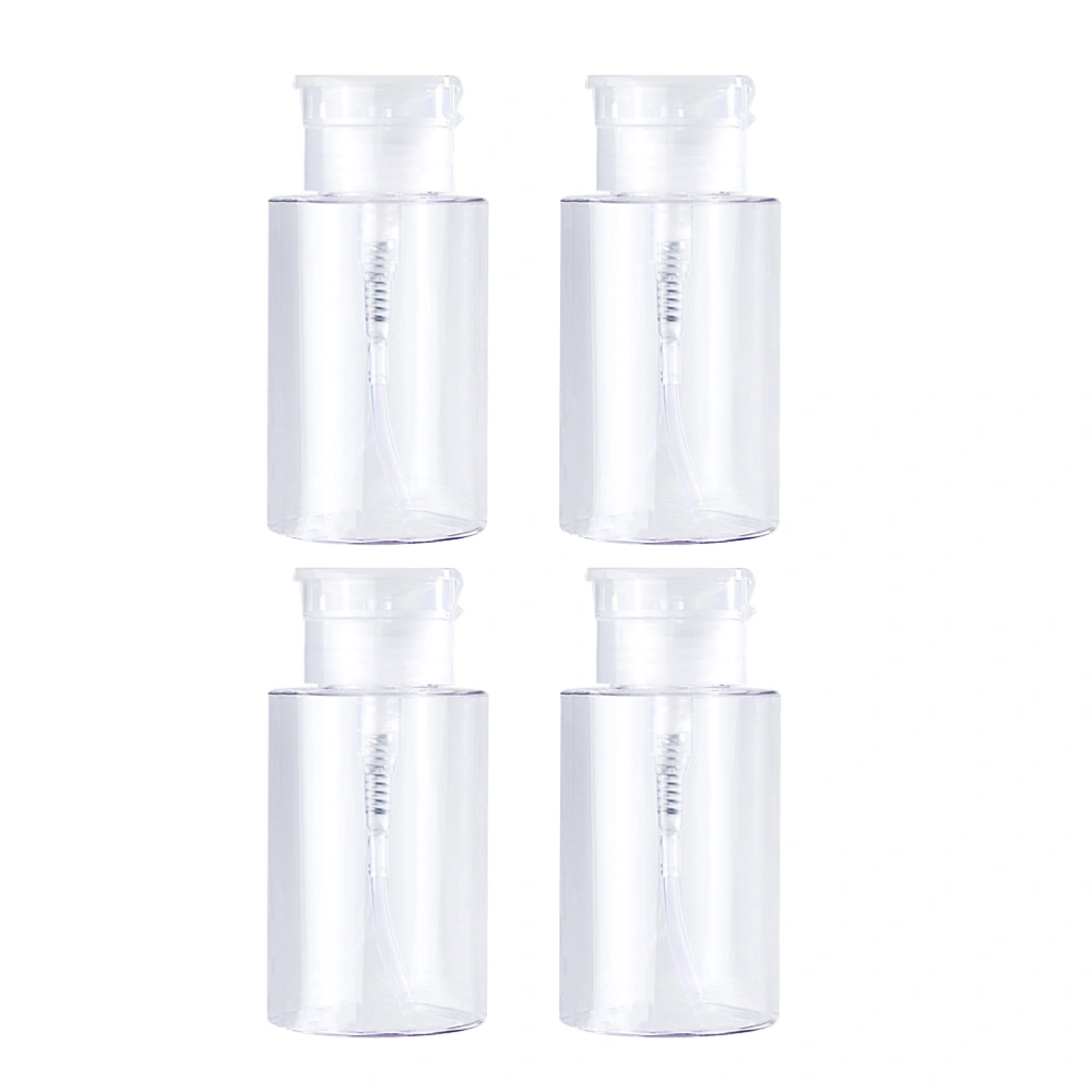 4Pcs Portable Press Pump Bottle Toner Empty Bottle Lotion Container Dispensing Bottles (200ml Trasparent Cap)