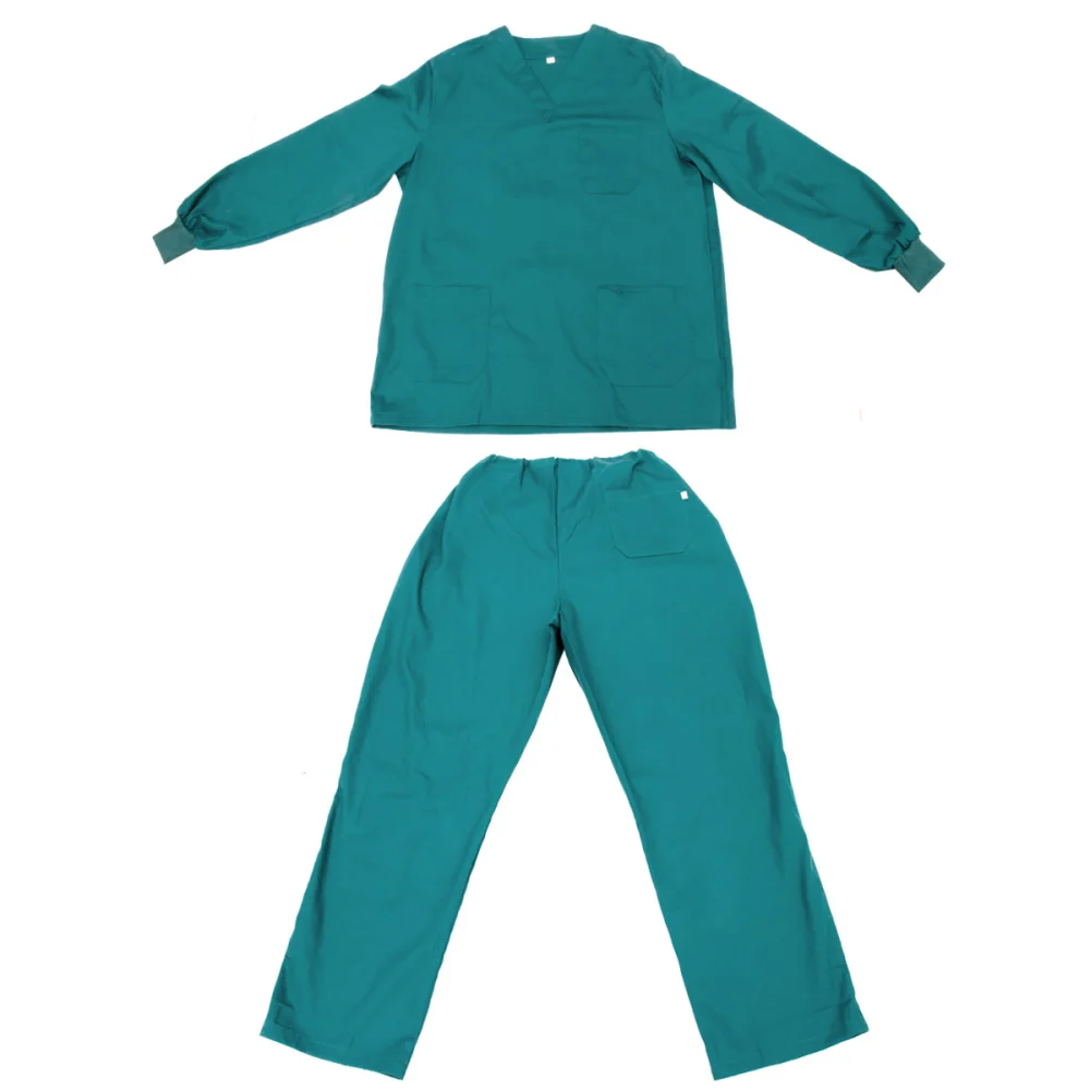 Long Sleeves Doctor Clothes Protective Clothing Doctor Working Suit Nurse Isolation Clothes (Green, Long Sleeves, Size XL)