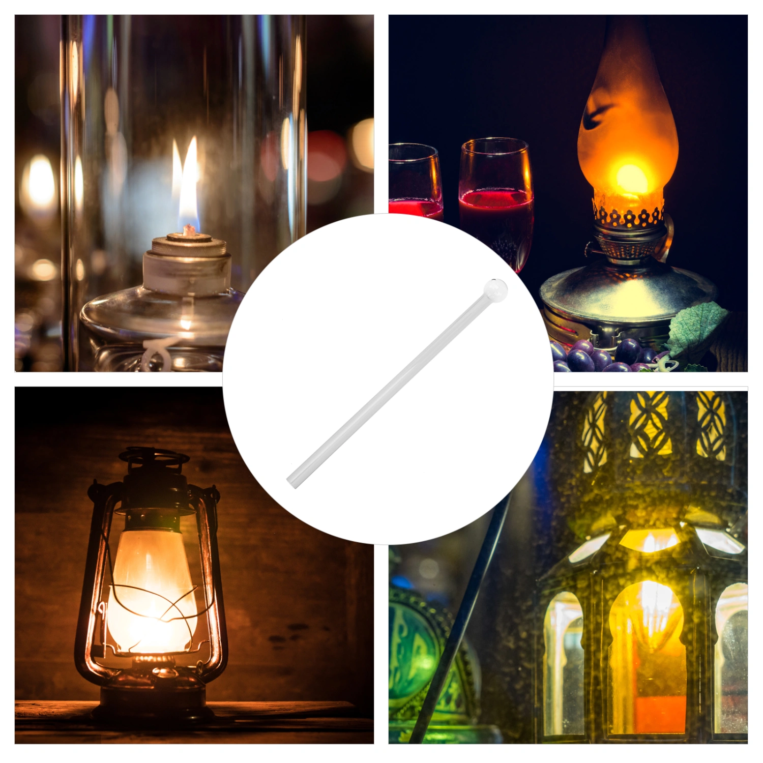 6pcs Oil Lamp Burner High Borosilicate Oil Lamp Part Oil Burner Glass Pipe