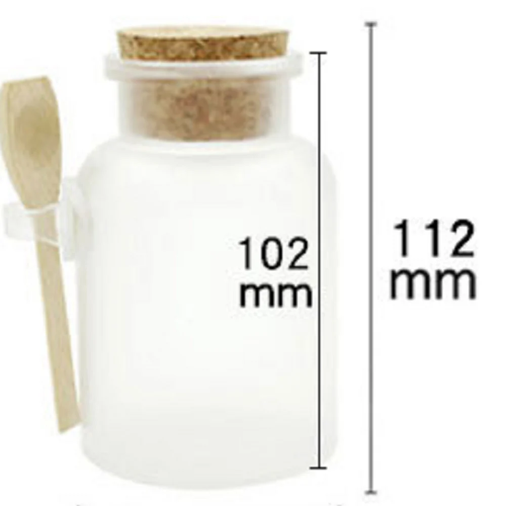 200ml Round Frosted Bottle Packaging Bottle Mask Powder Container Plastic Bottle with Lid and Wooden Spoon