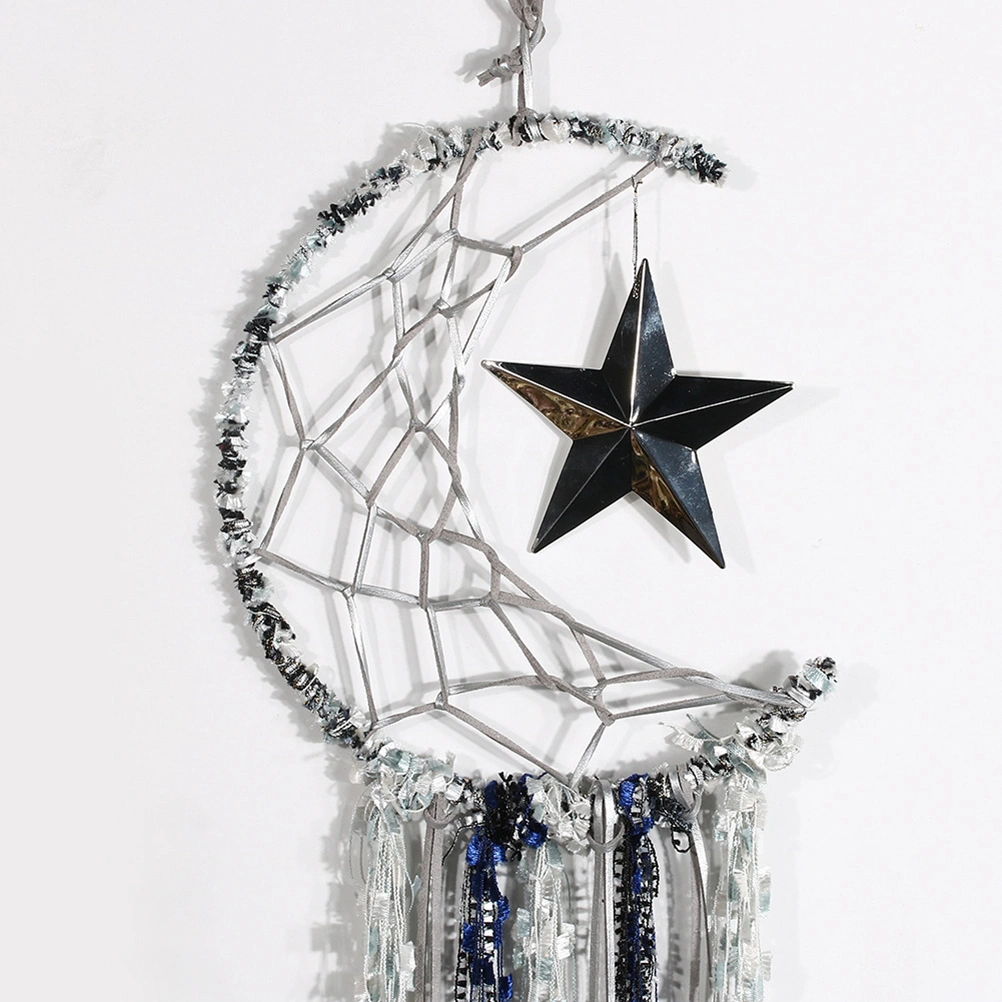 Indian Style Pentagram Bells Dream Catcher Feather Hanging Pendants Home Decoration Wall Art for Bag Car Shell (Random Color)