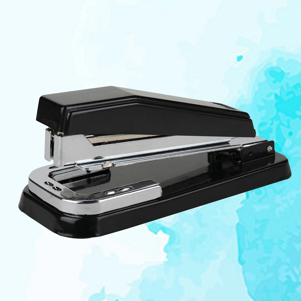Desktop Stapler 360 Degree Rotation Classic Simple Stapler Stationery Supplies for Home Office School (Black, No Stapling Nail)
