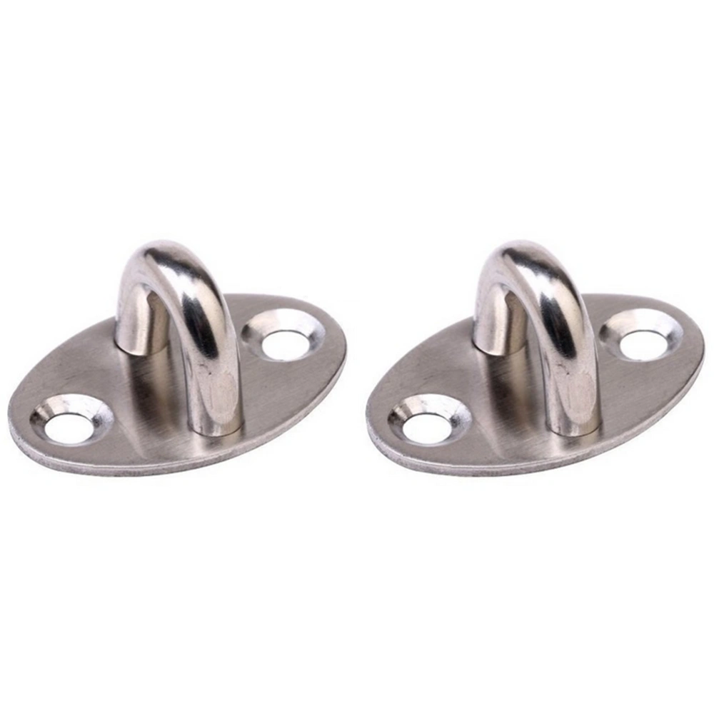 5pcs Stainless Steel U Design Screws Mount Ceiling Hook Hanger 2 Install Holes Silver Tone - Size S