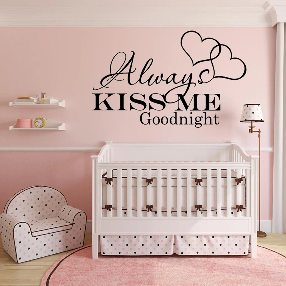 Always Kiss Me Good Night Removable Art Murals Wall Stickers Decals for Kids Bedroom Bathroom Decoration