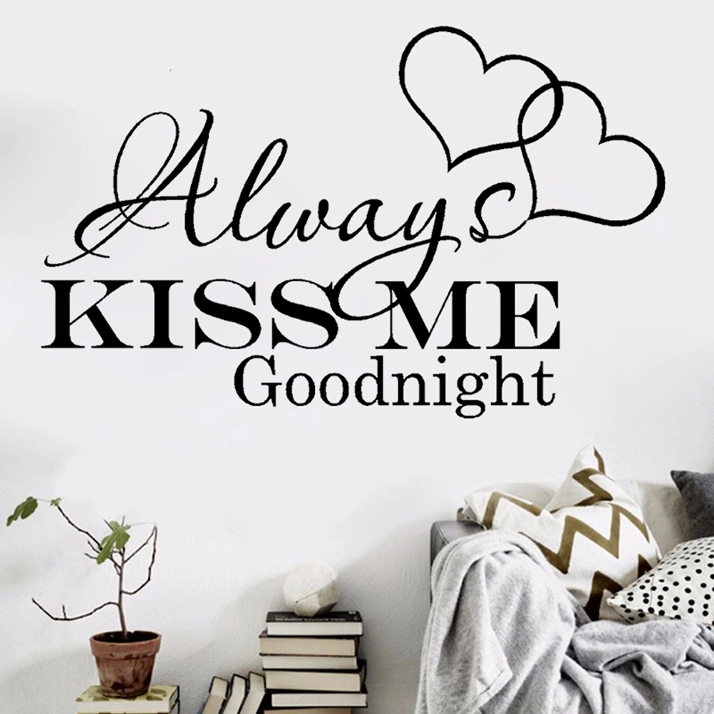 Always Kiss Me Good Night Removable Art Murals Wall Stickers Decals for Kids Bedroom Bathroom Decoration