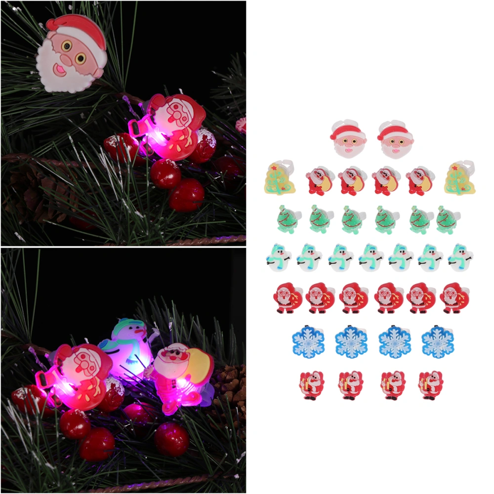 40pcs Christmas Light Up Finger Rings Rubber Ring Toys Party Favors Dress up for Kids and Adults (Random Pattern)