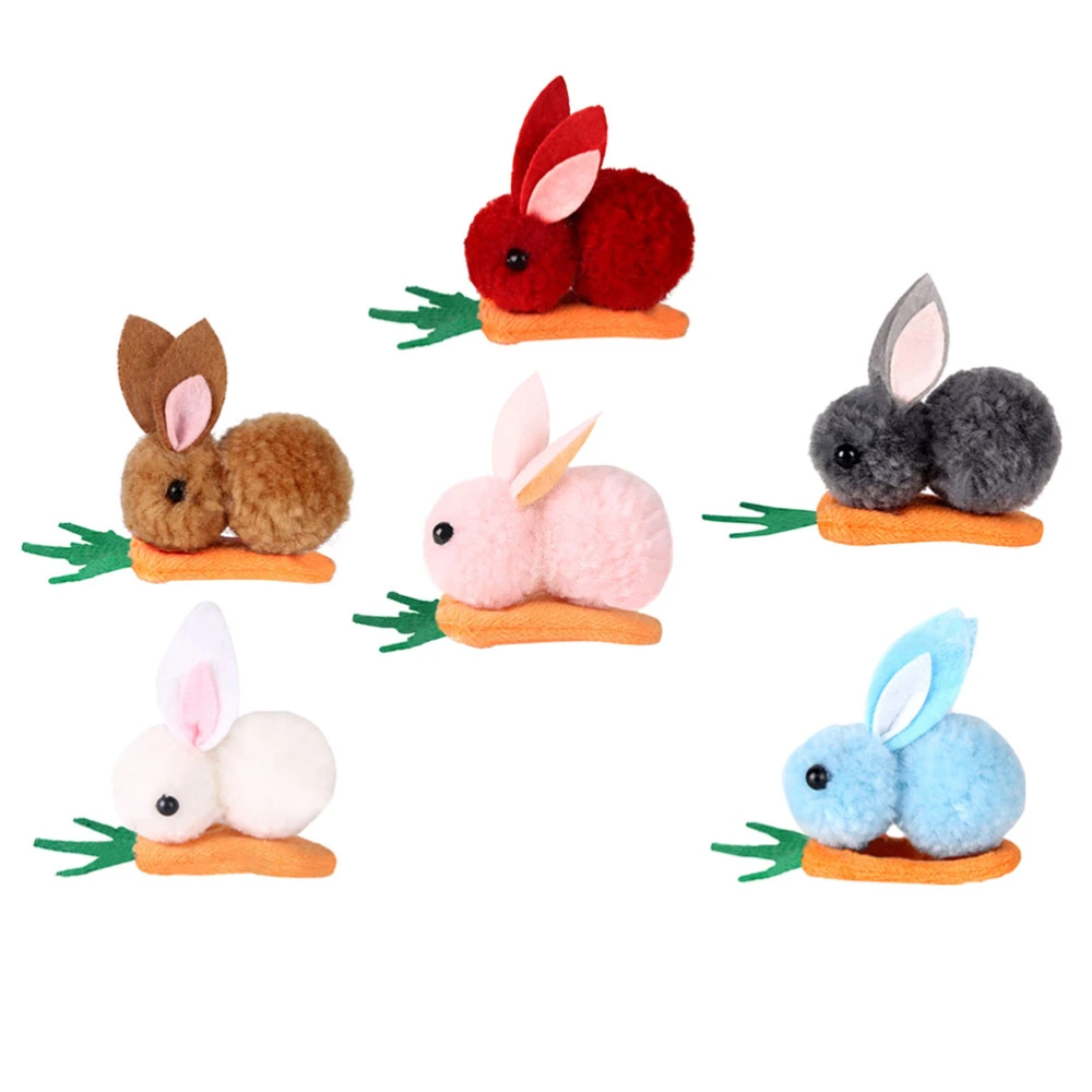 6pcs Easter Bunny Carrot Hair Clips Easter Themed Rabbit Headwear Props