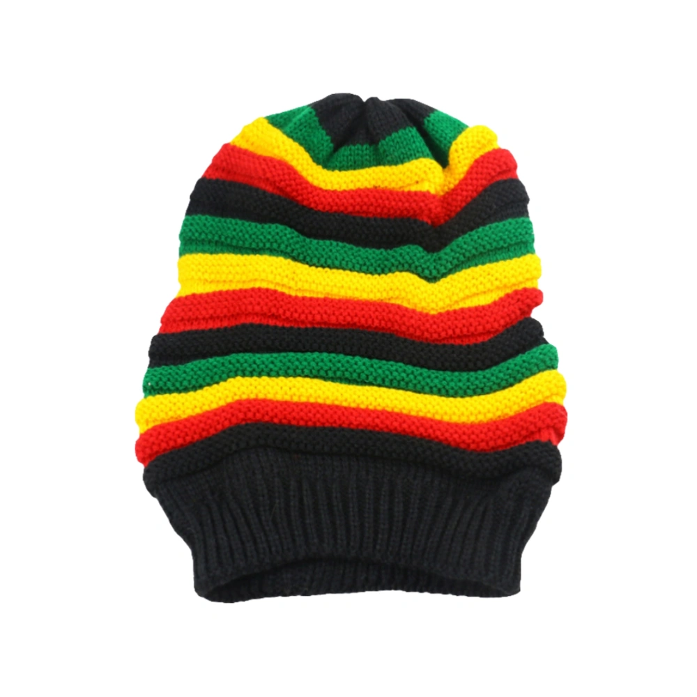 Loose Rainbow Striped Knit Hat Fashion Winter Woman Creative Man Headwear (Rainbow 56-60cm Adjustable)