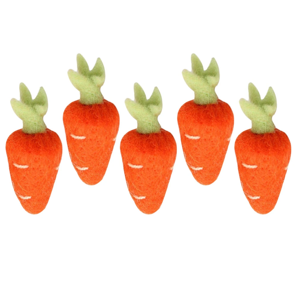 5 Pcs Felt Carrot Shape Ornaments DIY Brooches Hairpin Clothing Hat Supplies