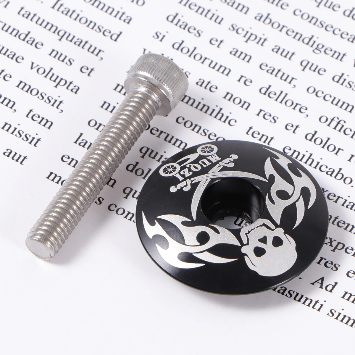 28.6mm Pirate Pattern General Aluminum Alloy Headset Screw For Mountain Highway Bicycle(Black)