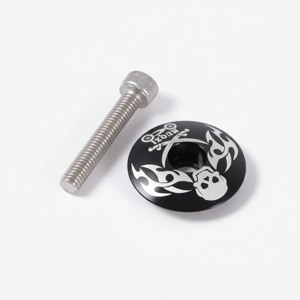 28.6mm Pirate Pattern General Aluminum Alloy Headset Screw For Mountain Highway Bicycle(Black)