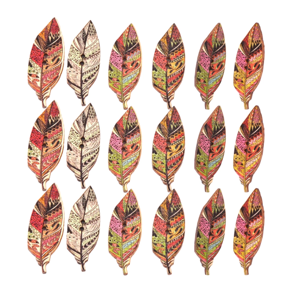 100Pcs DIY Wooden Buttons Leaf Shaped Clothes Buttons Hat Scarf Decorative Buttons for Women Girls Mixed Color