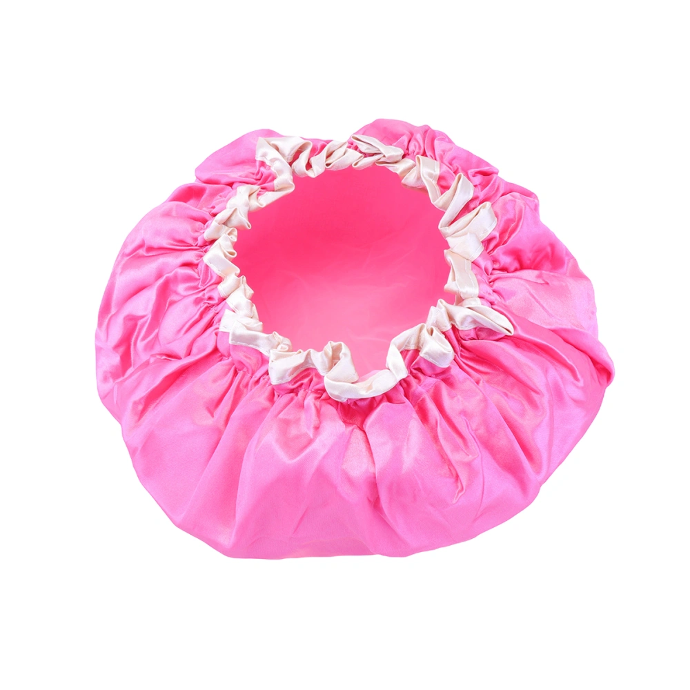 4PCS Waterproof Bath Caps Dual-layer Satin Bathing Hair Caps Hair Protector for Female