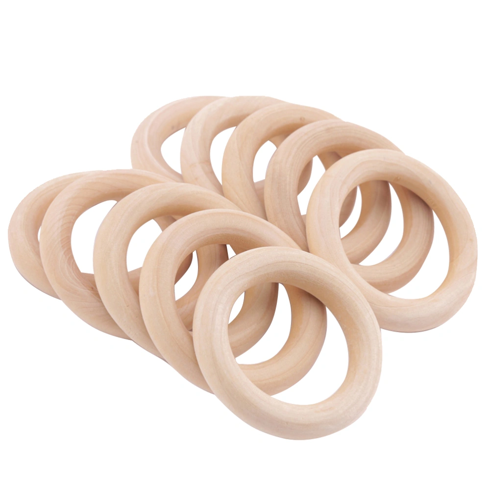 12pcs 55mm Wooden Ring Plain Wood Color Swinging Ring Wood Ring for Crafts Making