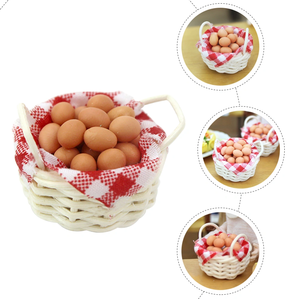 1 Set of Miniature Egg Models Egg Basket DIY Craft Toys Miniature Decor Ornaments