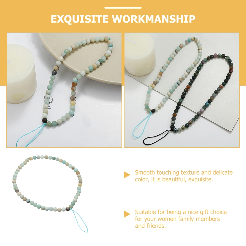 Phone Lanyard Natural Stone Phone Chain Anti-lost Beaded Phone Hanging Chain