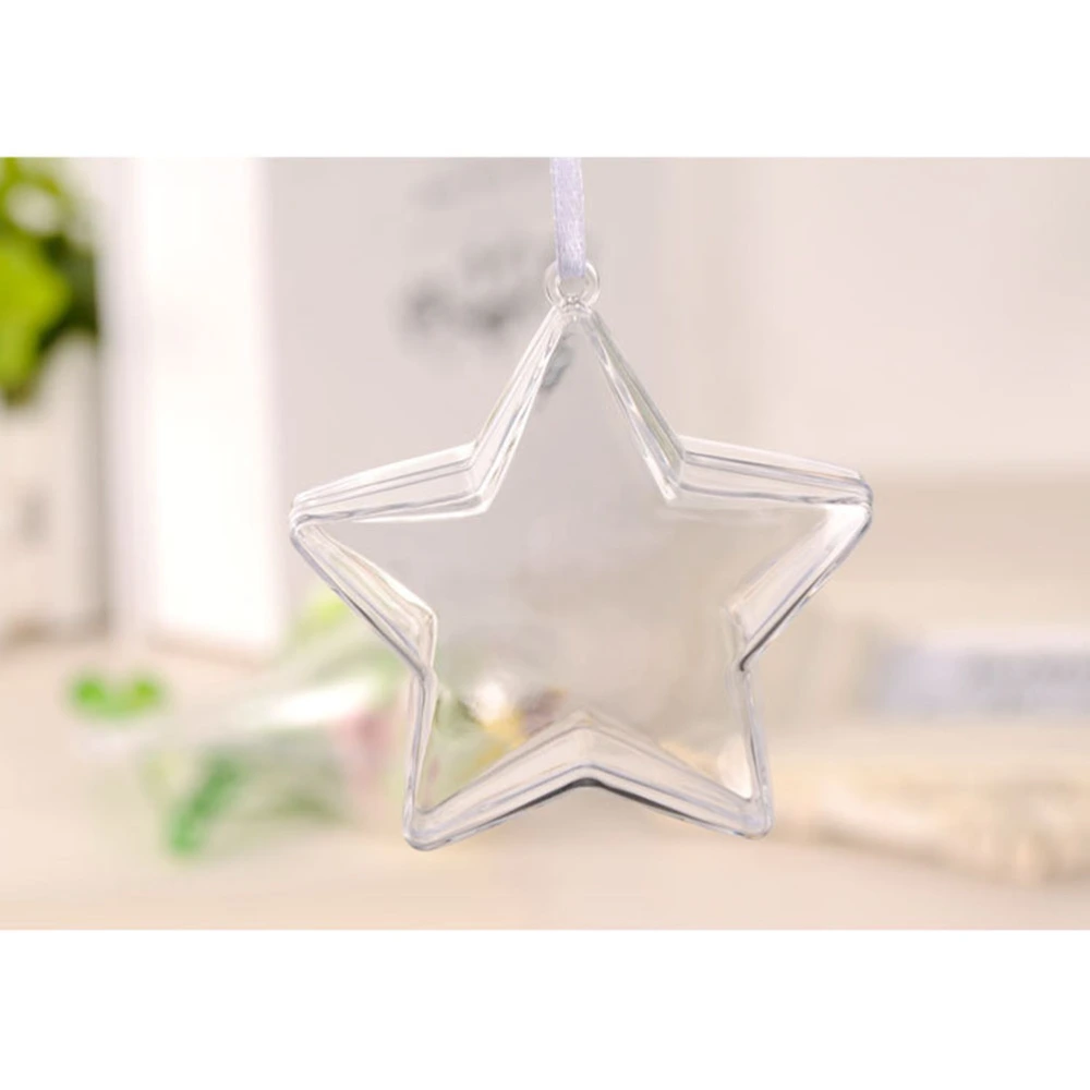 10PCS Fillable Star Shape Ornaments Transparent Pendants DIY Candy Boxs for Wedding Birthday Party (10.3cm)