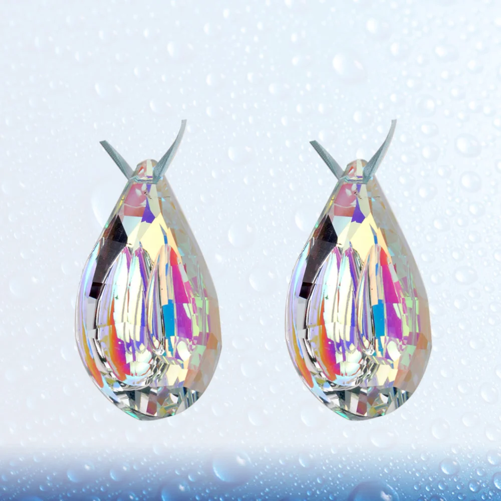 2 Pcs Crystal Pendant Colorful Water Drop Shape Pendant Ornament Portable Door Window Decoration Pendant Car Interior Hanging Wedding Party Costume Decor Hanging Supplies (38mm)