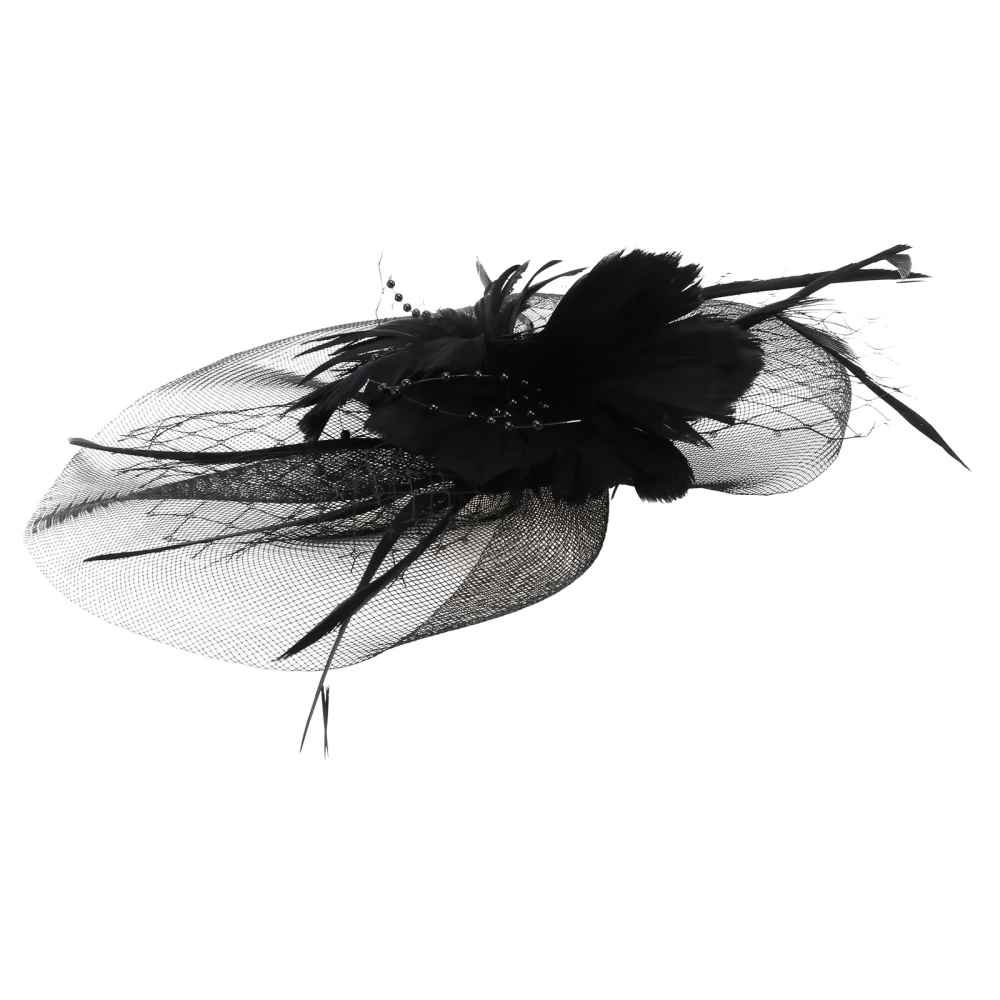 1PC Bride Dress Feather Headdress Banquet Party Feather Flower Hair Black