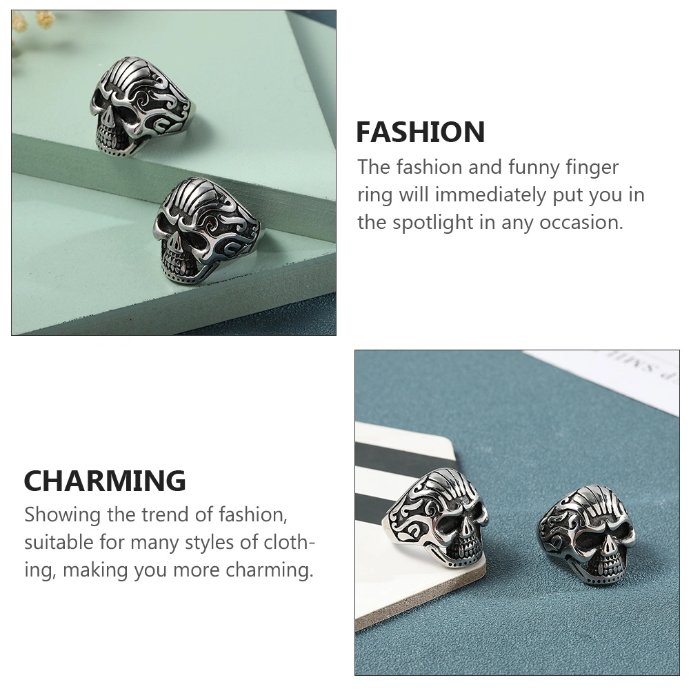Gothic Style Skulls Ring Vintage Titanium Steel Finger Ring Finger Jewelry