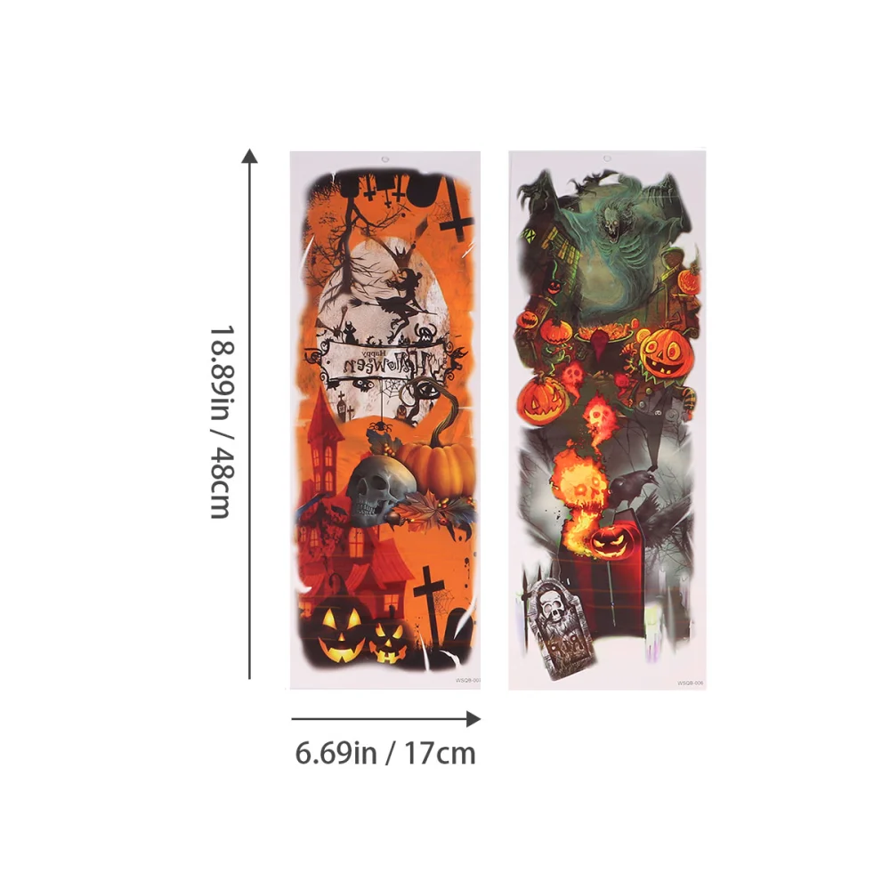 2 Pieces Tattoos Sticker Halloween Pumpkin Lantern Horror Tattoos Stickers