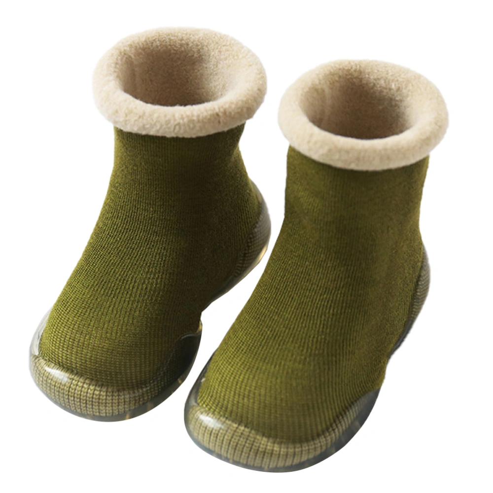 Cotton Baby Slipper Sock Skid Resistance Baby Slipper Sock Warm Baby Footgear Winter Baby Prewalker (Green Size 22/23)