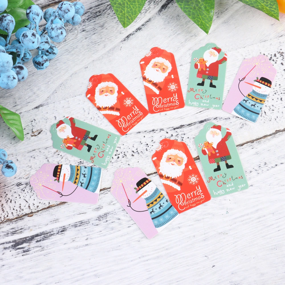 300 Sheets Lovely Christmas Packing Label Santa Snowman Printing Gift Tag Decor Paper Tag Christmas Gift Message without Rope (100 Sheets in 1 Set)