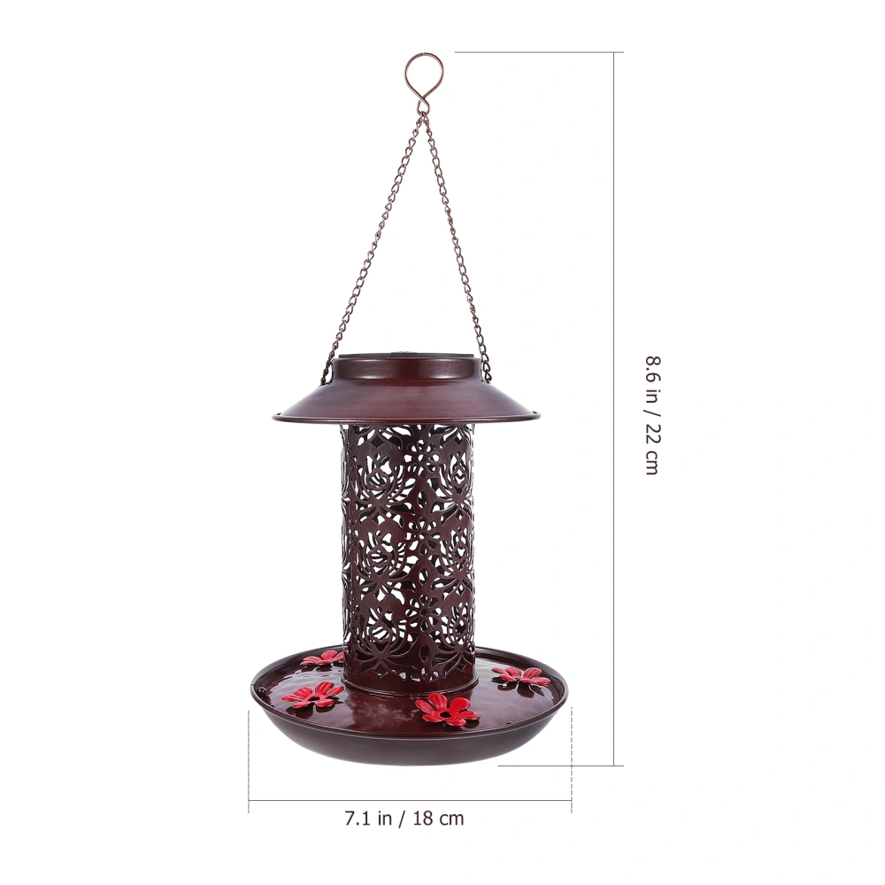 1pc Solar Powered Bird Food Container Garden LED Light Bird Feeder Hanging Decor