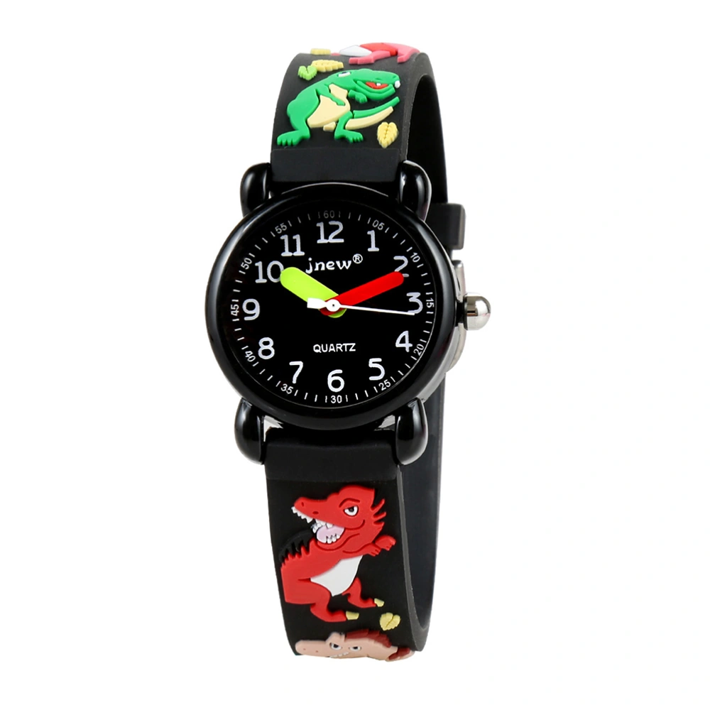 Kid's Watch 3D Cartoon Dinosaur Pattern Silicone Band Waterproof Quartz Wristwatch Gift Kids Children Boys Girls (Dinosaur, Black)