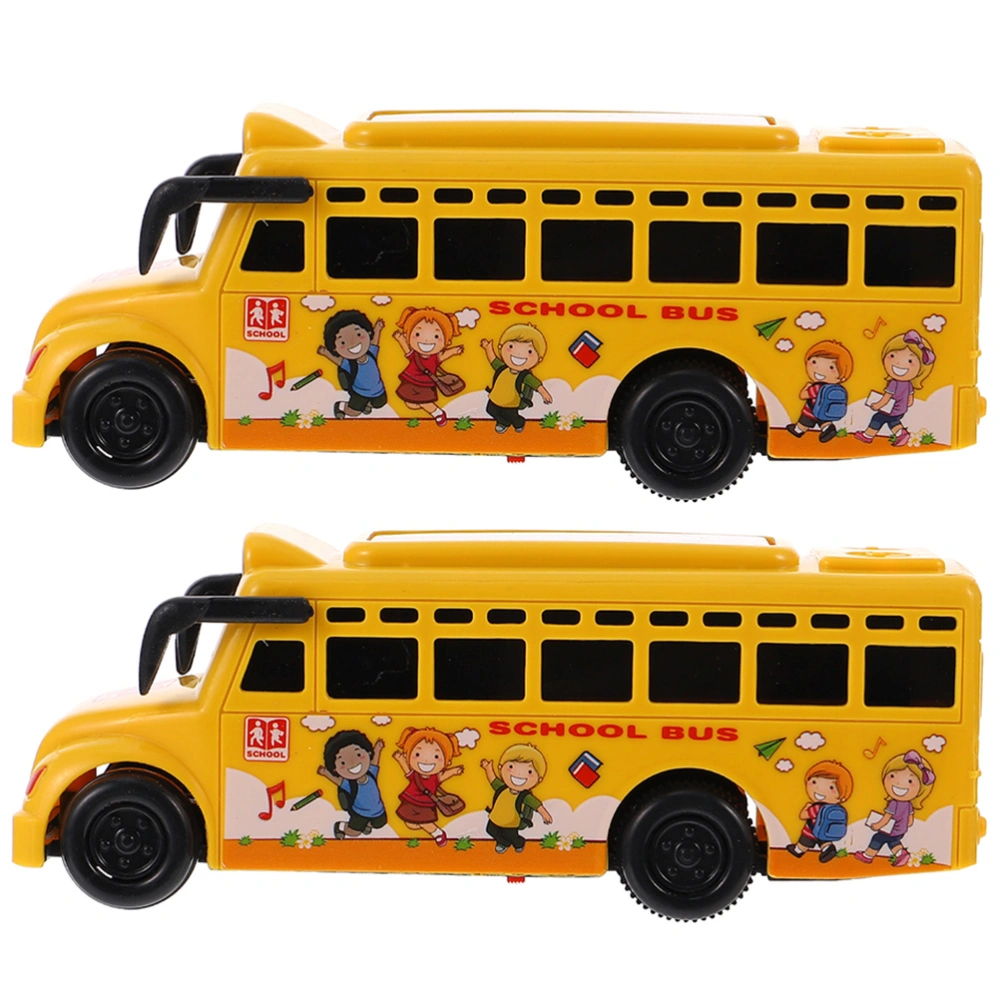 2Pcs Kids School Bus Toys Portable Pull Back Bus Simulation Bus Toy for Toddlers