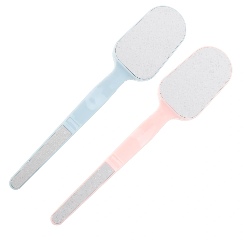 2 Pcs Stainless Steel Feet File Dead Skin Removers Pedicure Rub Foot Tools (Pink Blue)