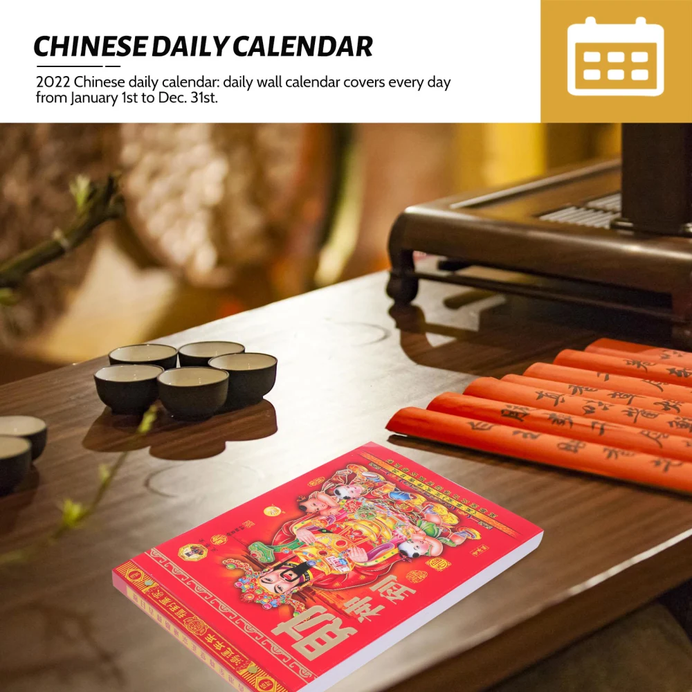 1pc Traditional Chinese Calendar 2022 Calendar Home Use Calendar (Red)