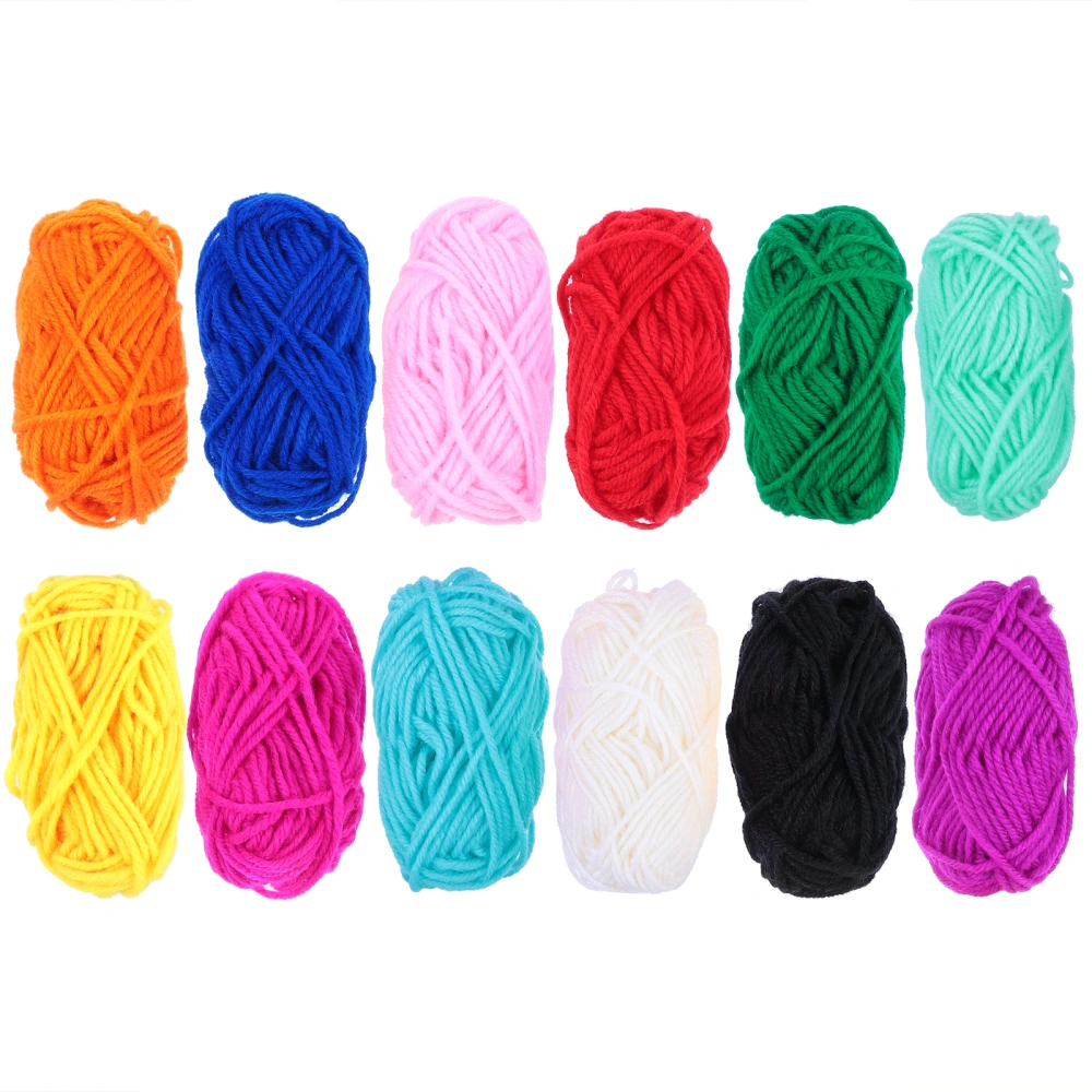 12 Rolls Acrylic Yarn 12 Colors Knitting Crochet DIY Wool Craft Making Yarn