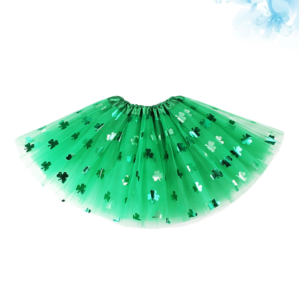 1PC St Patrick's Day Tutu Skirt Shamrock Clover Dancing Skirt for Ballerina Girls (30cm)