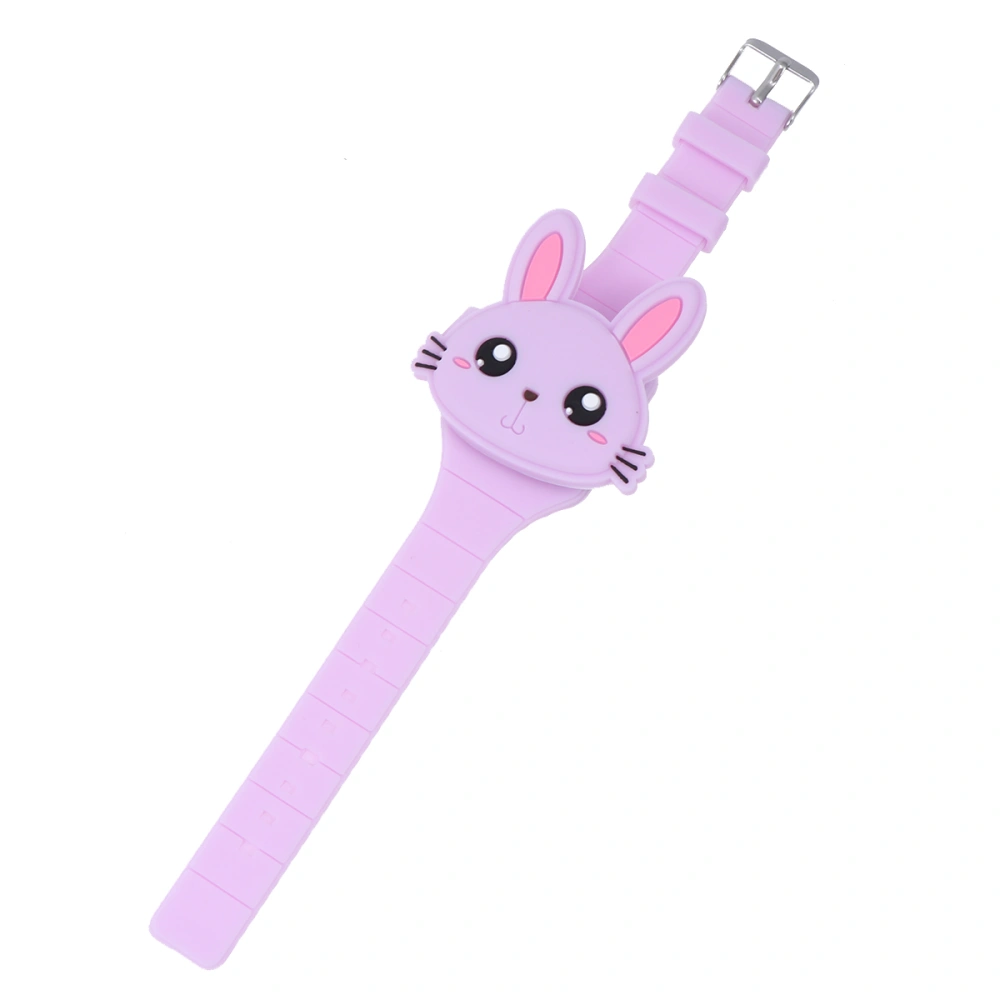 Silicone LED Cartoon Watch Rabbit Shape Wristwatch Clamshell Electronic Watch Birthday Gift Party Favor for Kid Child Children Toddlers Purple