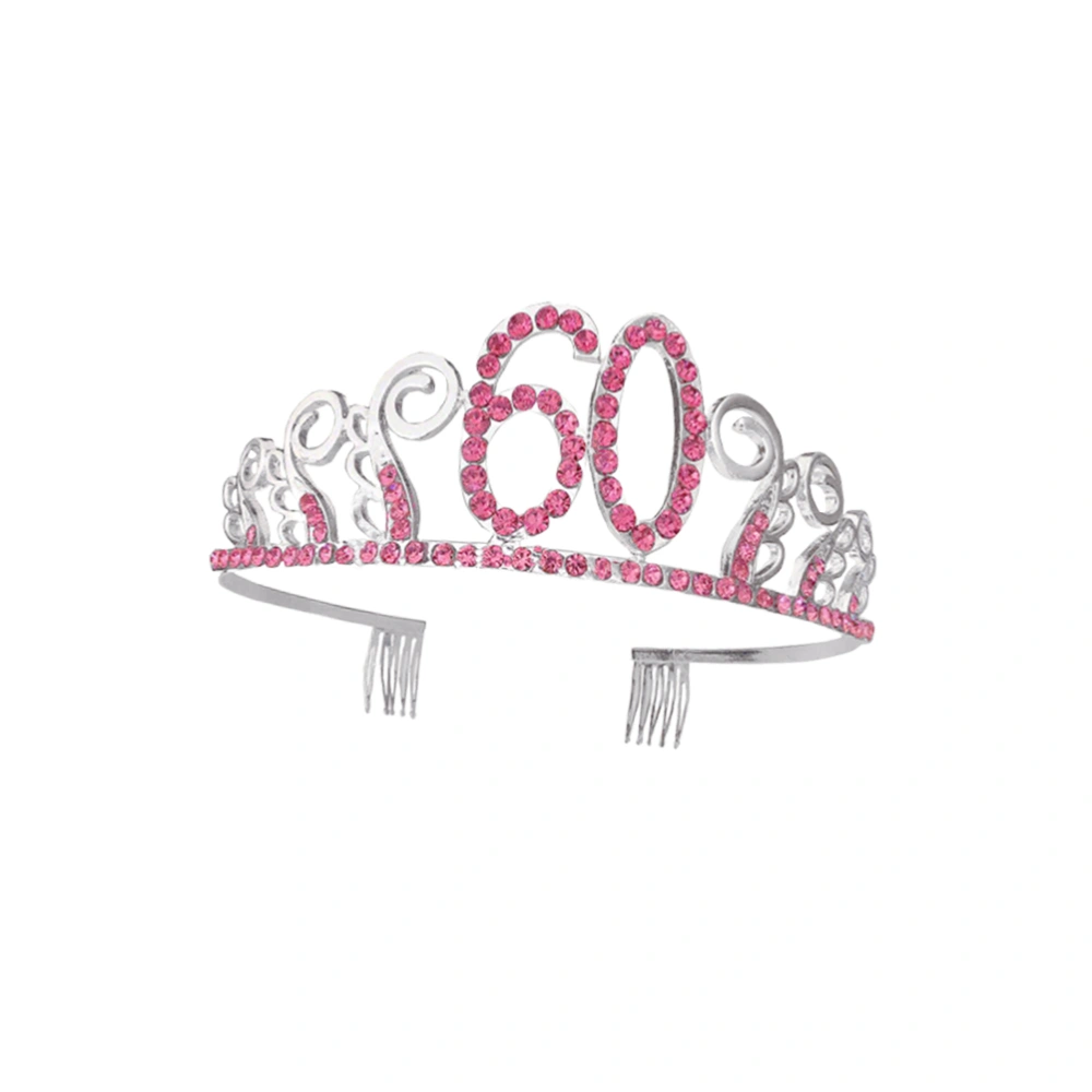 Number 60 Hair Wedding Crown Elegant Hair Band Creative Headband Rhinestone Headdress Delicate Headwear