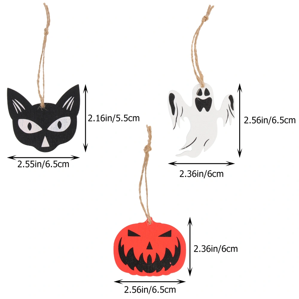 30pcs Halloween Wooden Hanging Ornaments Pumpkin Ghost Cat Hanging Ornaments