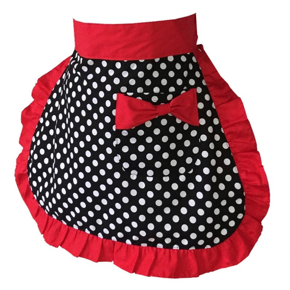 Half Apron Cotton Half Length Apron Little Dot Decor for Women Gilrs Ladies (Red)