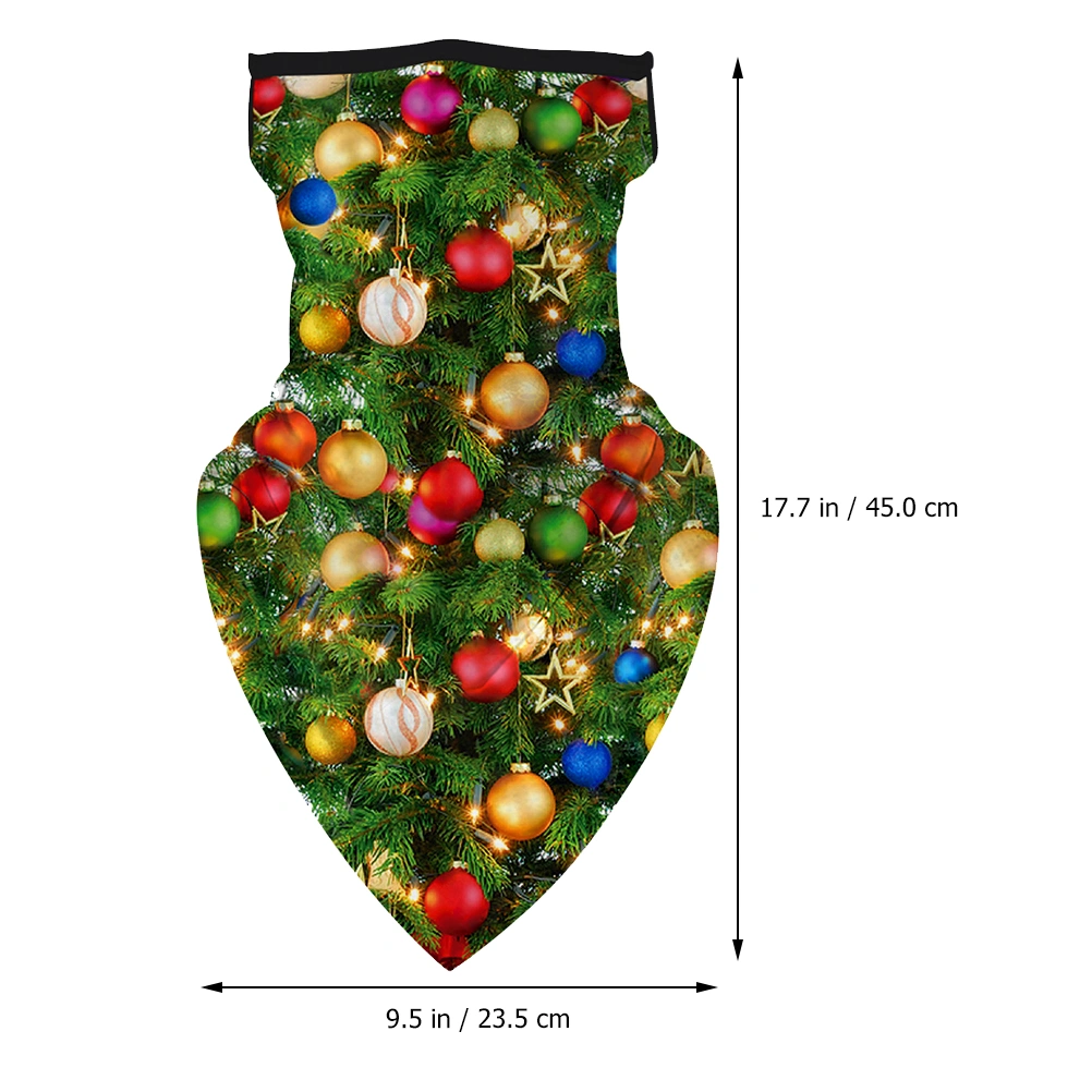 2pcs Christmas Theme Printed Outdoor Head Cover Sunscreen Dust-proof Mask