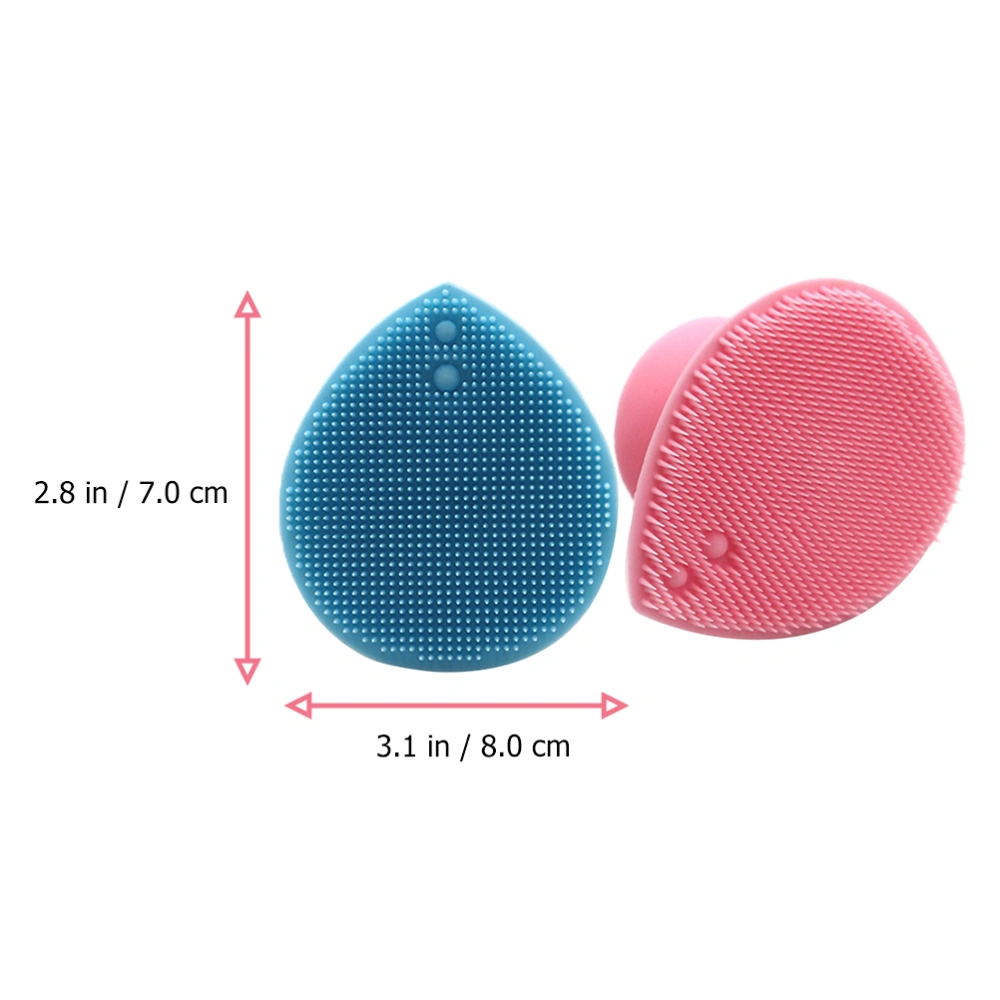 2pcs Handheld Shampoo Brush Head Scrubber Brush Silicone Cleansing Facial Brush