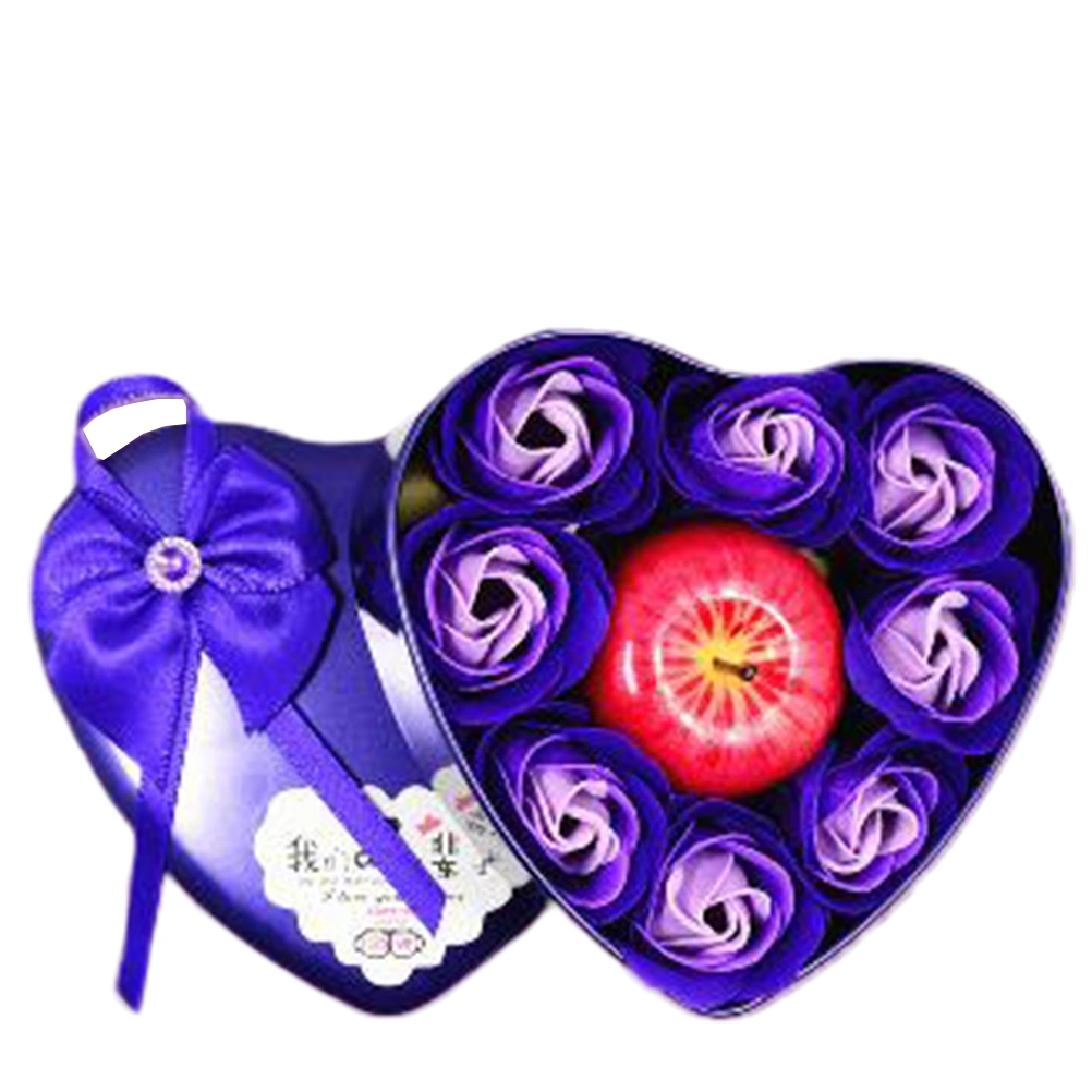 1 Box of Simulation Apple Candle Rose Soap Flower Rose Gift Box Valentine's Day Gift Artificial Flower for Christmas Valentine's Day Purple