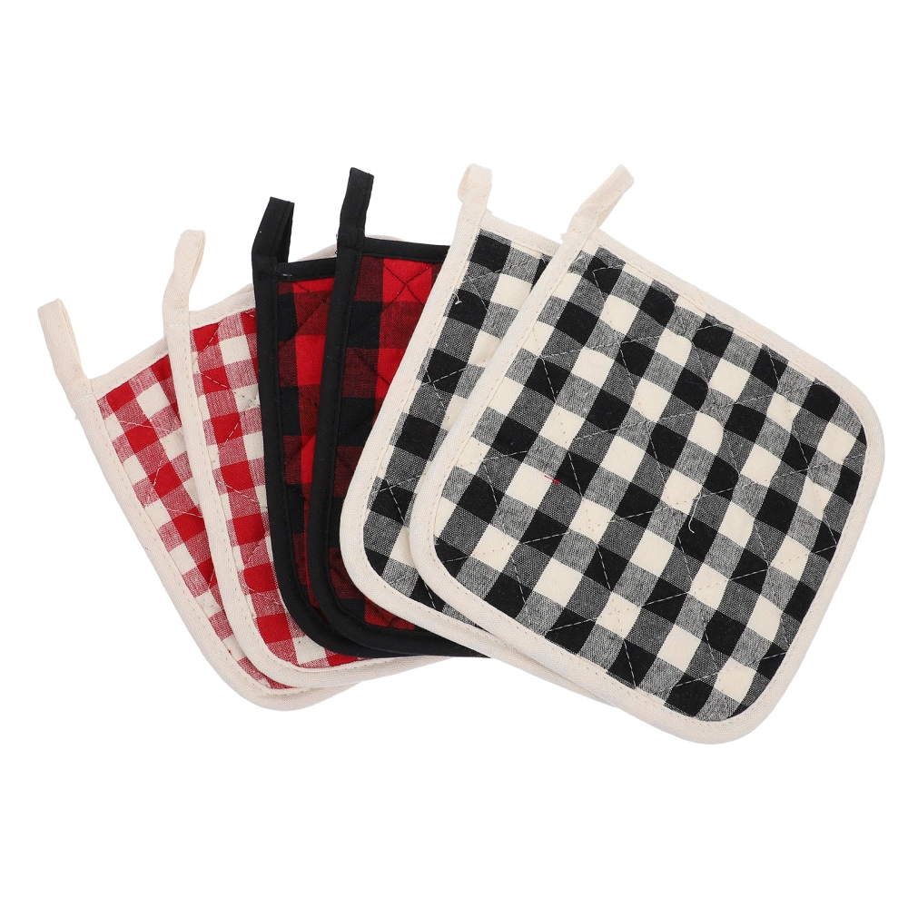 6 Pcs Cotton Table Mats Lattice Type Anti-scalding Mats for Home Use (Assorted Color)